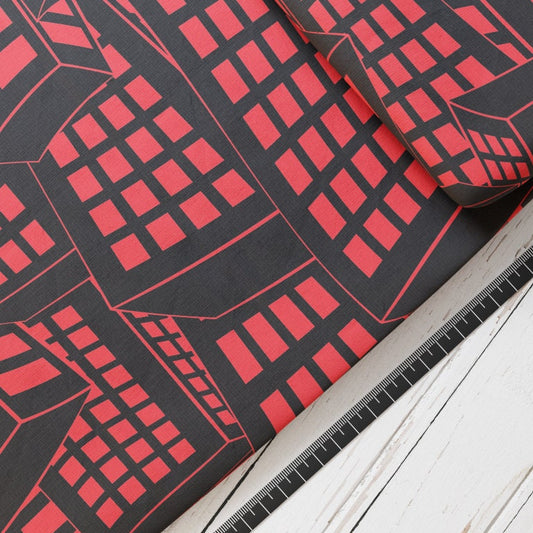 Baumwollsatin: Skyline brennt - perfekt für Schultüten, Accessoires zur Einschulung - Feuerwehr, Feuer, Fire