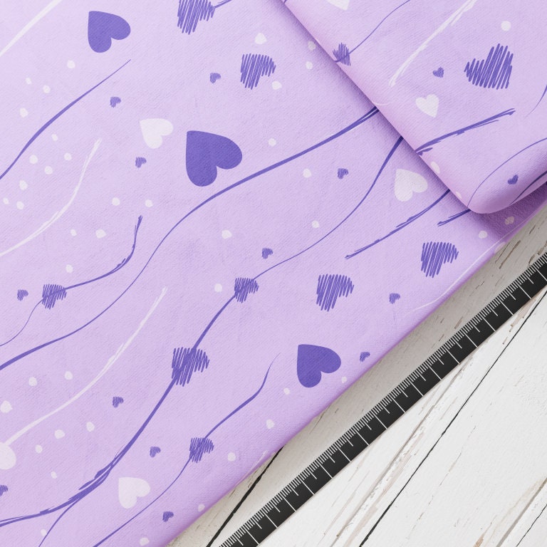 Baumwollsatin: Lila Hearts - perfekt für Schultüten, Accessoires zur Einschulung - Pferde, Horse, Horse Club, Pferde Club