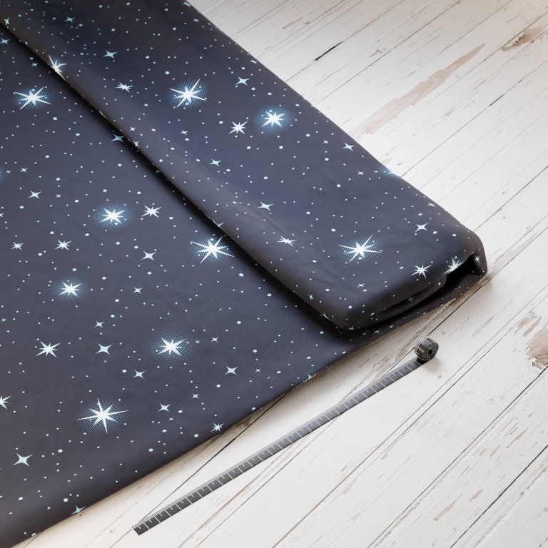 Baumwollsatin: Weltall Nachtblau - perfekt für Schultüten, Accessoires zur Einschulung - Weltall, Universum, Space, Sterne