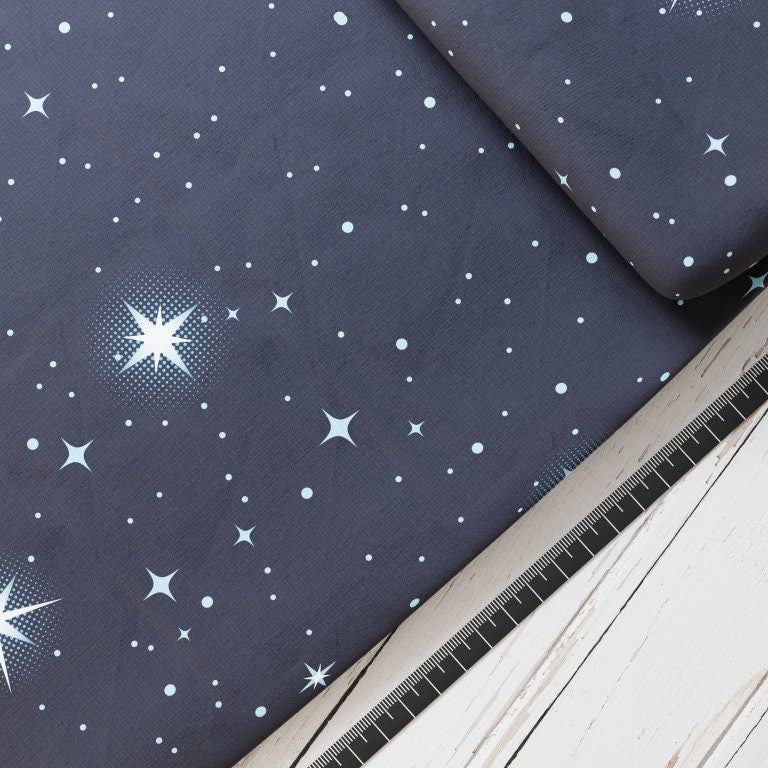 Baumwollsatin: Weltall Nachtblau - perfekt für Schultüten, Accessoires zur Einschulung - Weltall, Universum, Space, Sterne