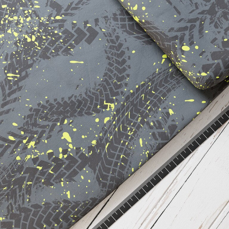 Baumwollsatin: Traktorspuren - perfekt für Schultüten, Accessoires zur Einschulung - Trecker, Mähdrescher