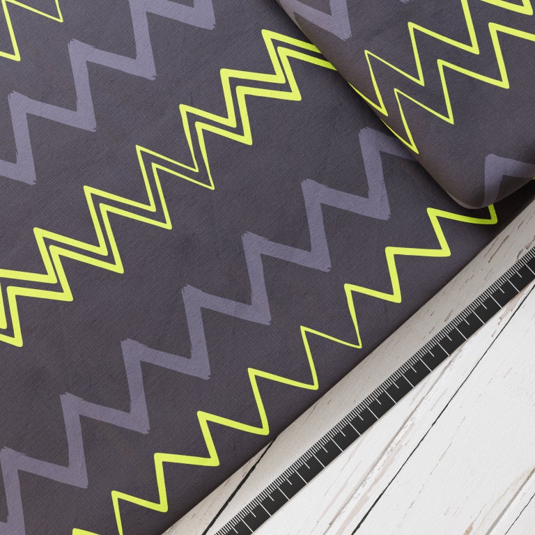 Baumwollsatin: ZickZack Schwarz - perfekt für Schultüten, Accessoires zur Einschulung - Zacken, Linien, Wellen