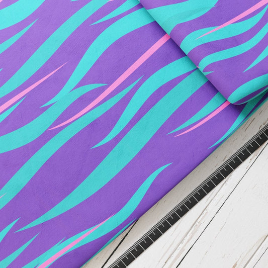 Baumwollsatin: Wellen Pink Türkis - perfekt für Schultüten, Accessoires zur Einschulung - Wellen, Türkis, Delfin, Dolphins