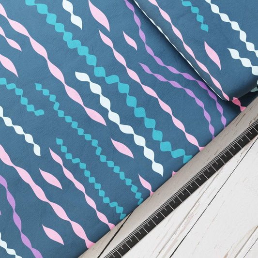 Baumwollsatin: Unterwasser Seegras - perfekt für Schultüten, Accessoires zur Einschulung - Underwater, Seagras, Lianen