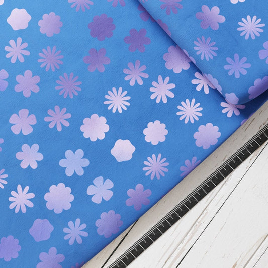 Baumwollsatin: Aquarellblumen Lila - perfekt für Schultüten, Accessoires zur Einschulung - Blumen, Flowers, Butterfly