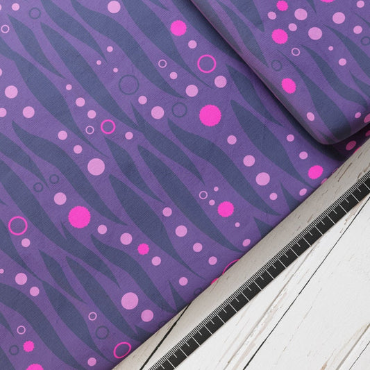 Baumwollsatin: Unterwasserwelt Pink - perfekt für Schultüten, Accessoires zur Einschulung - Bermuda, Seegras, Meer