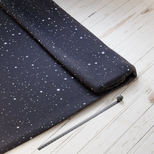 Baumwollsatin: Sternenhimmel Dark Navy - perfekt für Schultüten, Accessoires zur Einschulung - Sterne, universum, Weltall