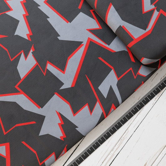 Baumwollsatin: Abstrakt Rot - perfekt für Schultüten, Accessoires zur Einschulung - Karate, Ninja, Kämpfer, Drache