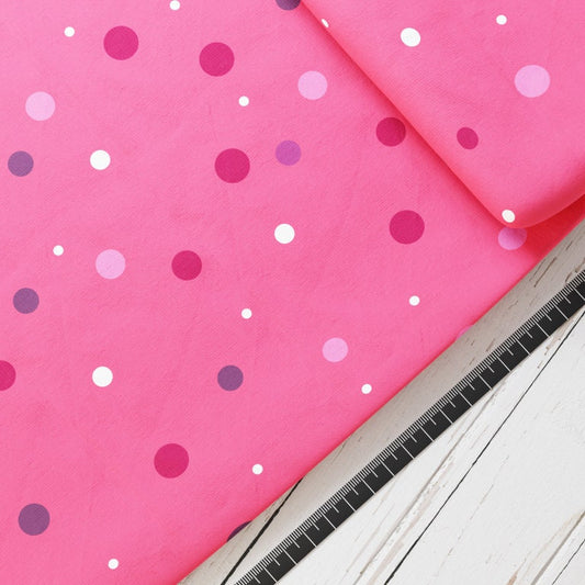 Baumwollsatin: Dots/Punkte Koralle - perfekt für Schultüten, Accessoires zur Einschulung - Reiten, Pferde