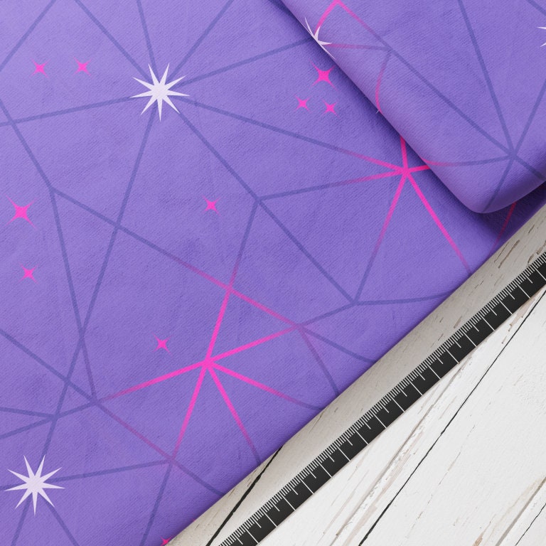 Baumwollsatin: Stargaze Violett - perfekt für Schultüten, Accessoires zur Einschulung - Horse, Lila, Streifen, Pferd, Pink