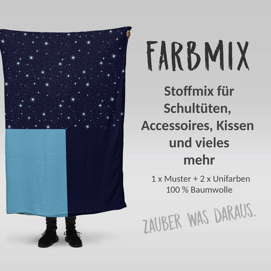 Stoffmix PANEL: Weltall Nachtblau (97 cm x 150 cm) - perfekt für Schultüten & Accessoires zur Einschulung | Weltall, Universum, Galaxy