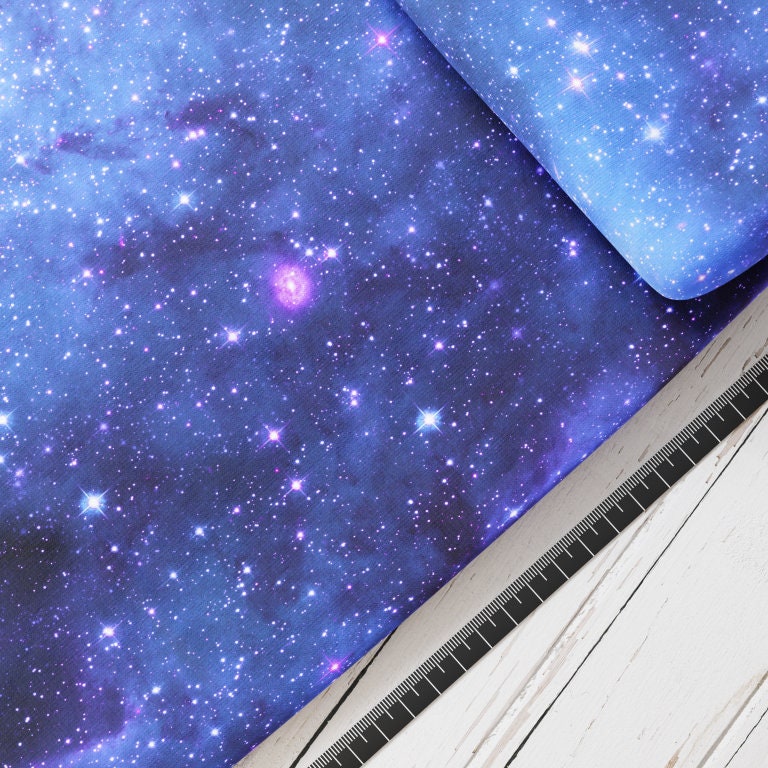 Baumwollsatin: Universum Blue-Pink AS - perfekt für Schultüten, Accessoires zur Einschulung - Weltall, Galaxy, Universe, Horse, Stars,Sterne