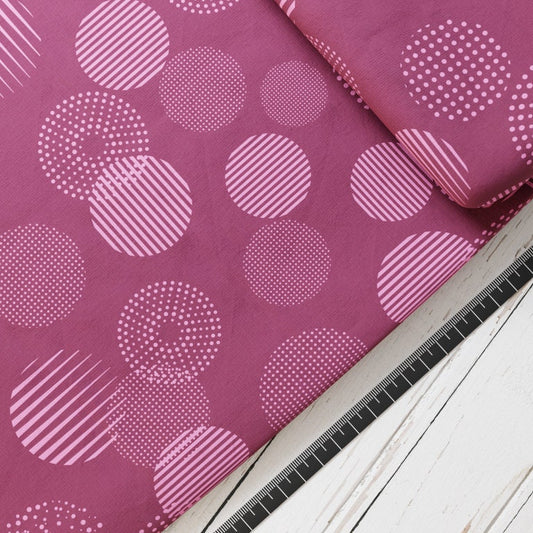 Baumwollsatin: Circledots Berry - perfekt für Schultüten, Accessoires zur Einschulung - Glamour, Punkte, Kreise, Star