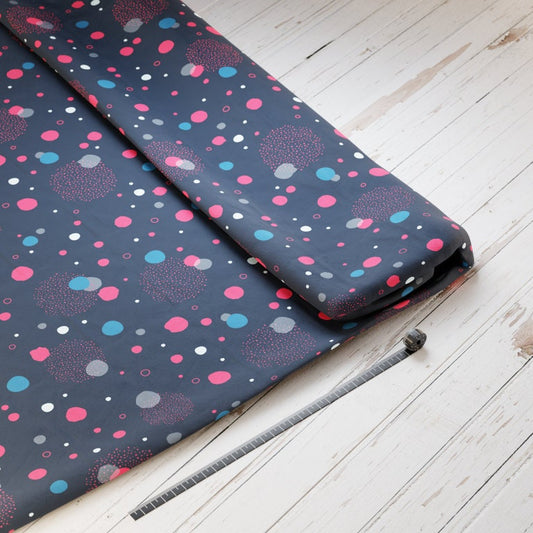 Baumwollsatin: Punkte Pink - perfekt für Schultüten, Accessoires zur Einschulung - Kreise, Dots, Phantasie, Blau, Welt