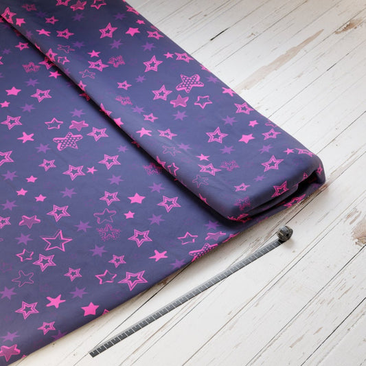 Baumwollsatin: Pink Stars Peggy - perfekt für Schultüten, Accessoires zur Einschulung - Pferd, Einhorn, Sterne