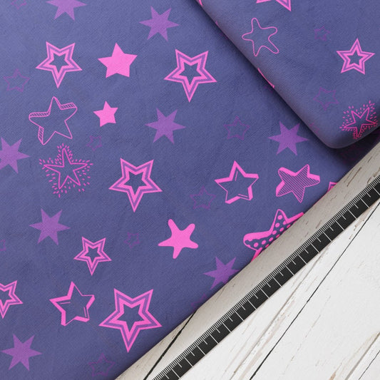 Baumwollsatin: Pink Stars Peggy - perfekt für Schultüten, Accessoires zur Einschulung - Pferd, Einhorn, Sterne