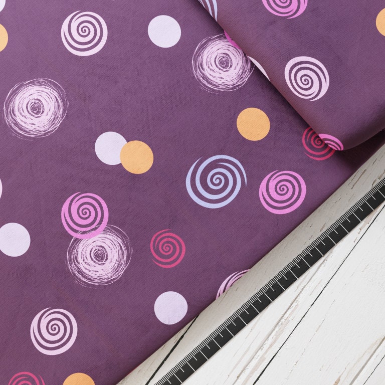 Baumwollsatin: Whirls Rosty - perfekt für Schultüten, Accessoires zur Einschulung - Kreise, Pastellfarben, Kreisel, Wirbel