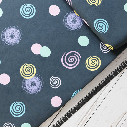 Baumwollsatin: Whirls Pastell - perfekt für Schultüten, Accessoires zur Einschulung - Kreise, Pastellfarben, Kreisel, Wirbel