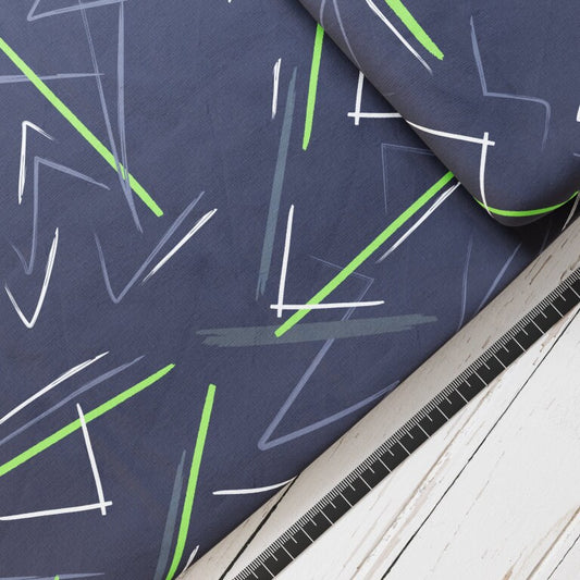 Baumwollsatin: Ninja Blitze Grün - perfekt für Schultüten, Accessoires zur Einschulung - Ninja, Flash, Streifen, Karate