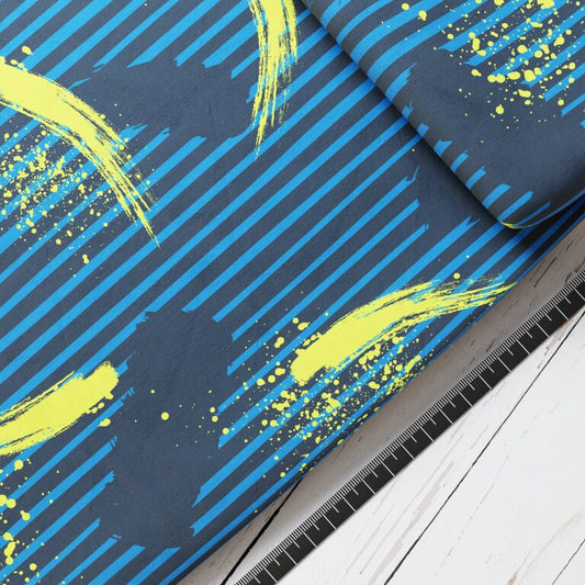 Baumwollsatin: Streifenwagen - perfekt für Schultüten, Accessoires zur Einschulung - Polizei, Blau, Streifen, Police