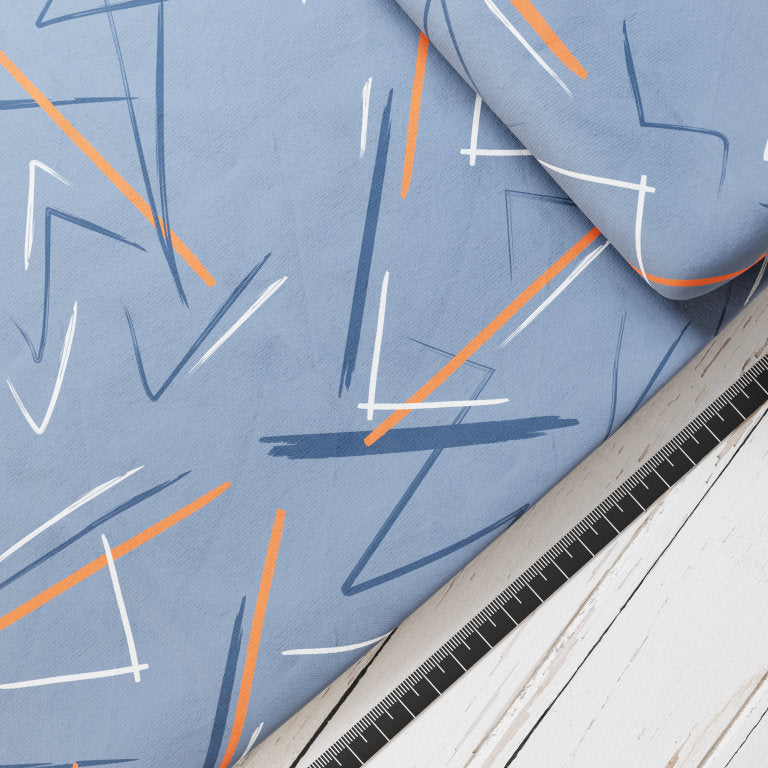 Baumwollsatin: Orange Streifen - perfekt für Schultüten, Accessoires zur Einschulung - Streifen, Schwarz, Orange, Striche