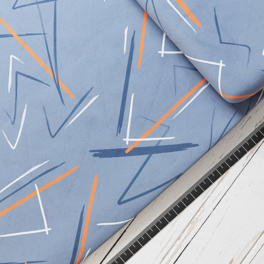 Baumwollsatin: Orange Streifen - perfekt für Schultüten, Accessoires zur Einschulung - Streifen, Schwarz, Orange, Striche