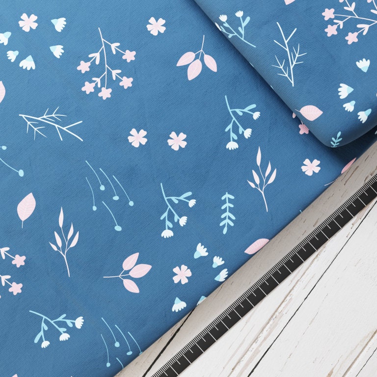 Baumwollsatin: Wilde Blumen Altrosa - perfekt für Schultüten, Accessoires zur Einschulung - Blüten, Wiese, Strauch, Gras