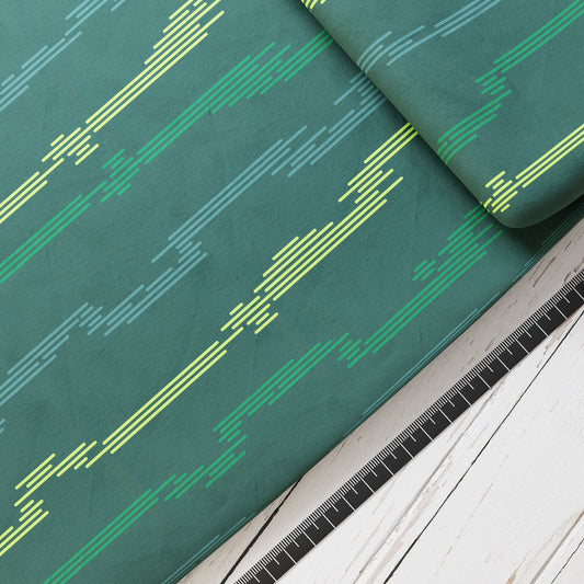 Baumwollsatin: Short Stripes Green - perfekt für Schultüten, Accessoires zur Einschulung - Fussball, Streifen, Grün, Soccer