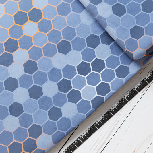 Baumwollsatin: Hexadragon - perfekt für Schultüten, Accessoires zur Einschulung - Sechsecke, Drache, Dino, Monster