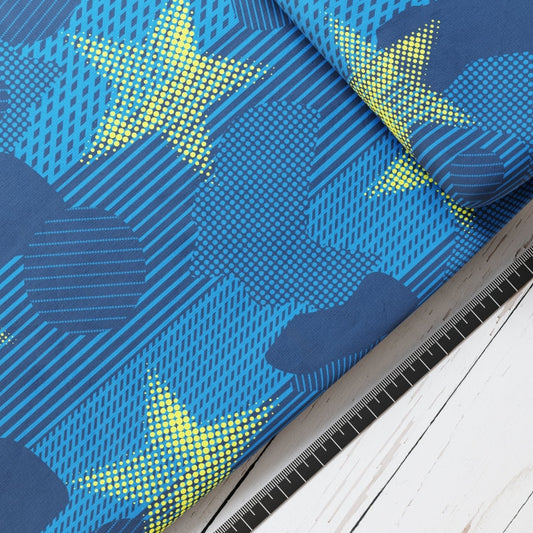 Baumwollsatin: Feuerwehr Blau Grün - perfekt für Schultüten, Accessoires zur Einschulung - Feuerwehrauto, Streifen, Punkte, Fire