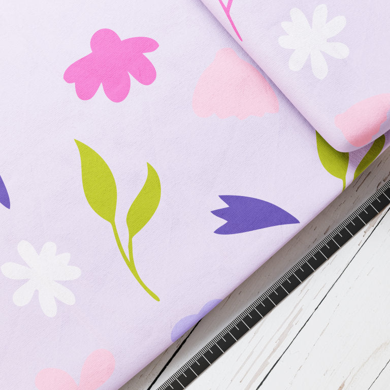 Baumwollsatin: Retro Blumen - perfekt für Schultüten, Accessoires zur Einschulung - Blüten, Blumen, Blätter