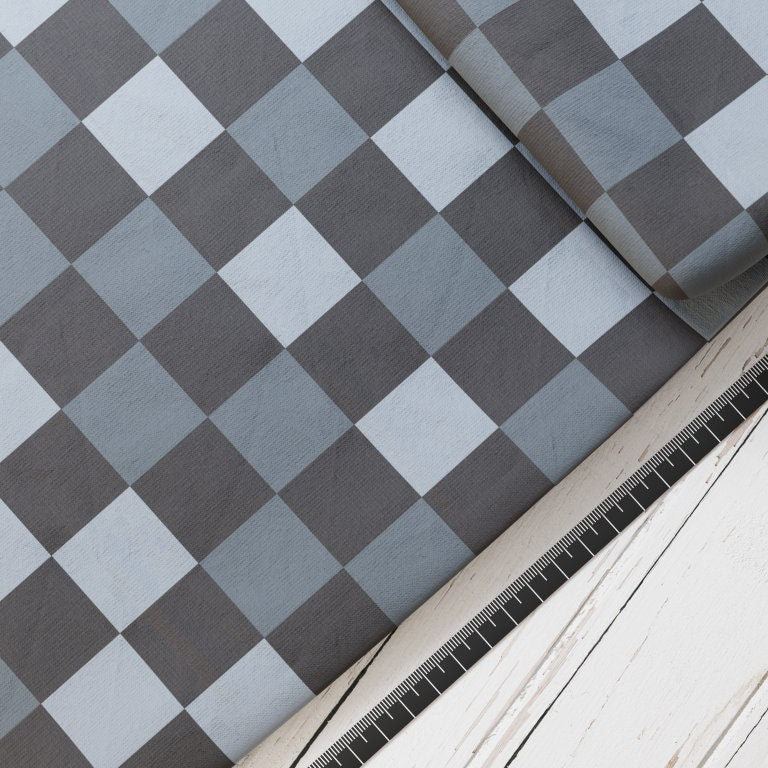 Baumwollsatin: Racing Grey - perfekt für Schultüten, Accessoires zur Einschulung - Autorennen, Graue Kästchen, Rennauto, Speed, Power