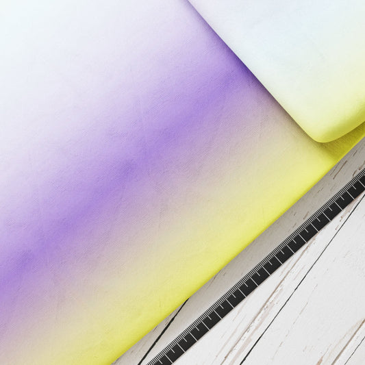 Baumwollsatin: Farbenmeer Lila Gelb - perfekt für Schultüten, Accessoires zur Einschulung - Ozean, Meer, See, Wasser, Fische