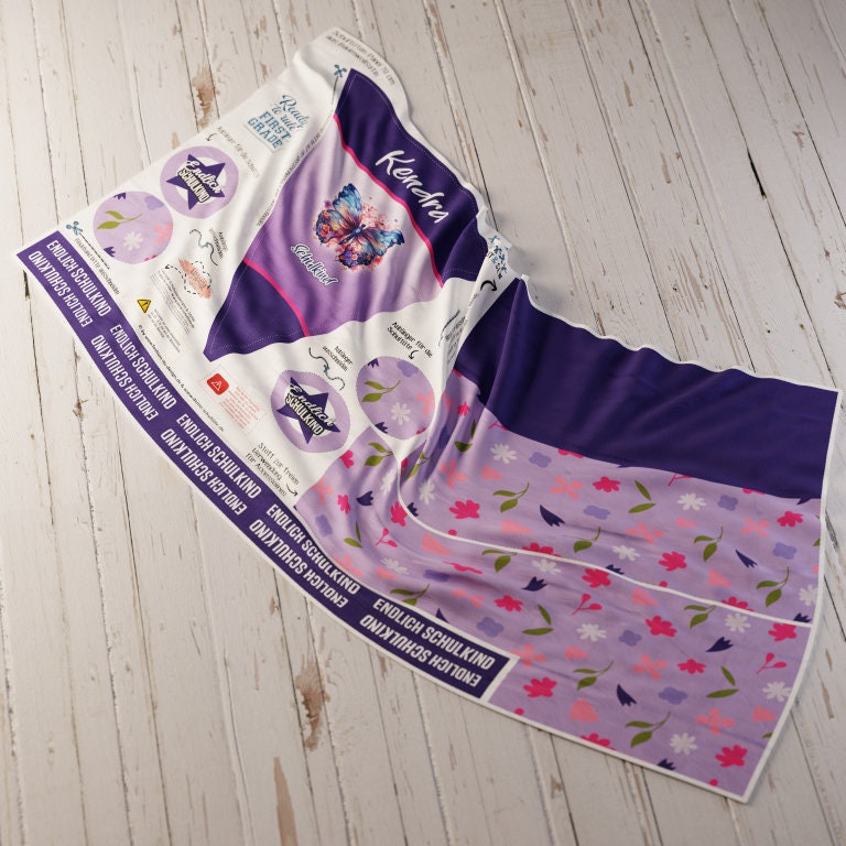 101 Schultüte/Zuckertüte: Schmetterling - Baumwoll-Panel zum selber nähen oder fix&fertig genäht - DIY Näh-Set 70 cm