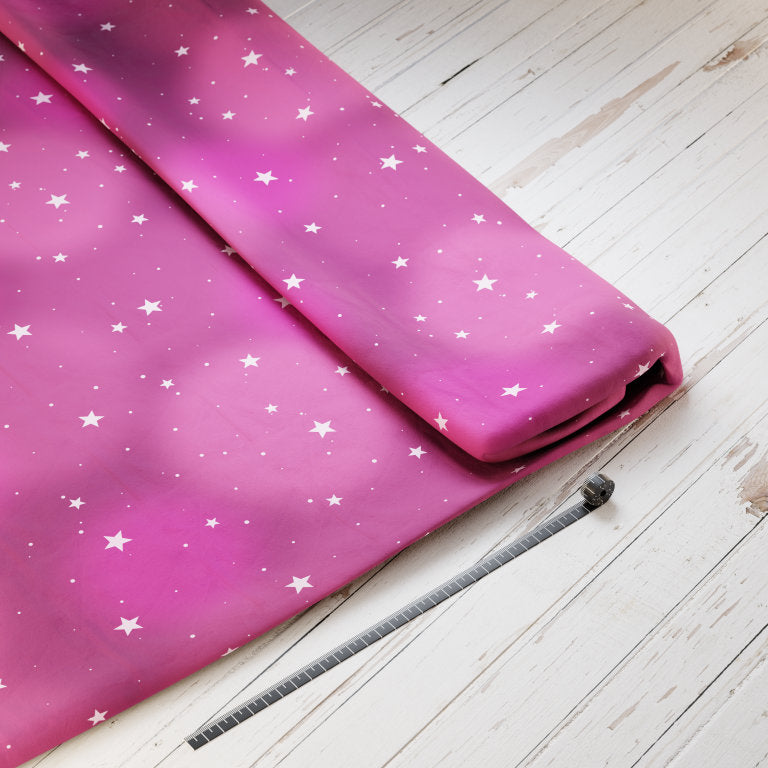 Baumwollsatin: Glitzerbeere - perfekt für Schultüten, Accessoires zur Einschulung - Einhorn, Regenboogen, Pink, Sterne