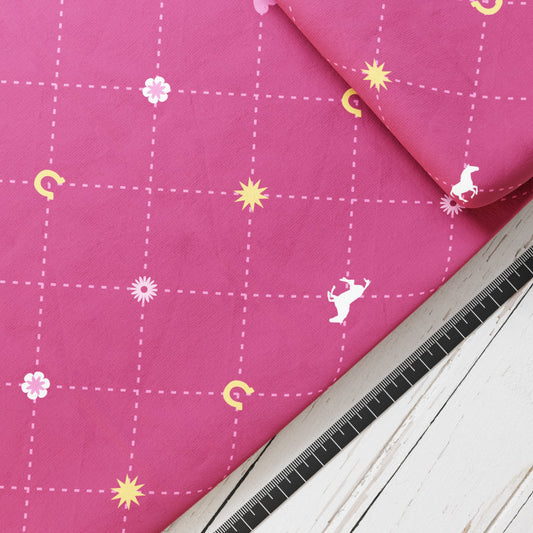 Baumwollsatin: Pferdesteppstoff 1.0 Burgund - perfekt für Schultüten, Accessoires zur Einschulung - Pferde, Freunde, Hufeisen, Herz, Liebe