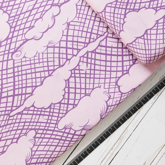 Baumwollsatin: Bio Violett - perfekt für Schultüten, Accessoires zur Einschulung - Skizze, Wolken, Traum, Himmel, Sketch