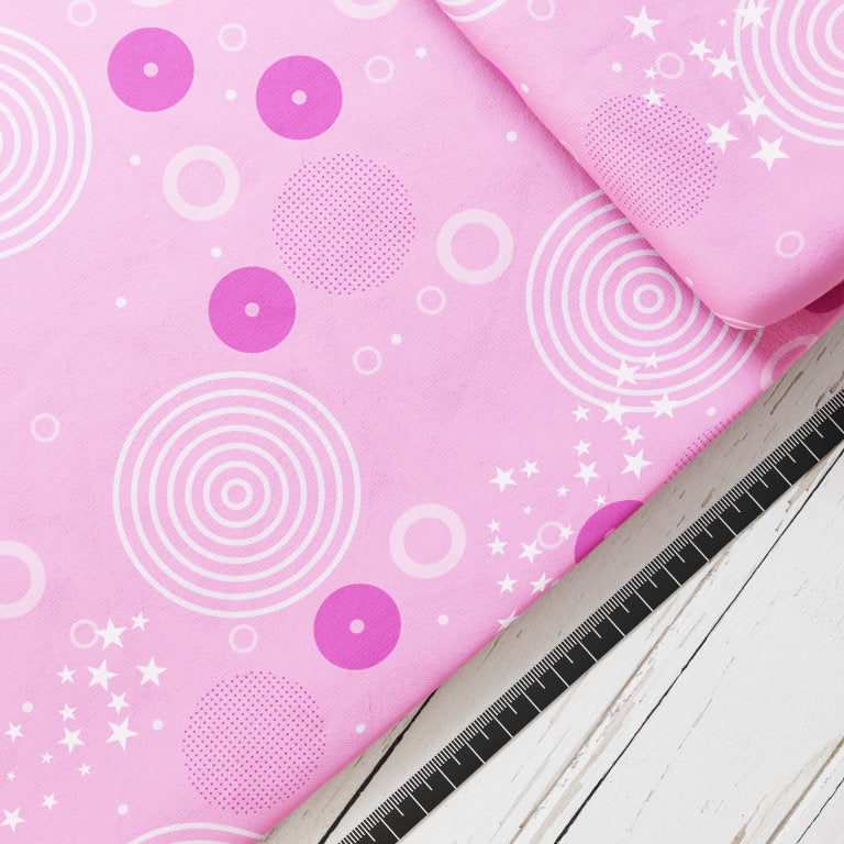 Baumwollsatin: Pinkes Chaos - perfekt für Schultüten, Accessoires zur Einschulung - Kreise, Rosa, Pferd, Einhorn, Fee, Meerjungfrau