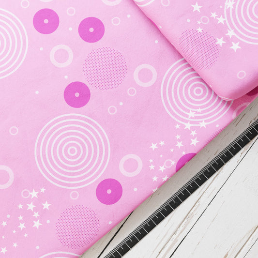 Baumwollsatin: Pinkes Chaos - perfekt für Schultüten, Accessoires zur Einschulung - Kreise, Rosa, Pferd, Einhorn, Fee, Meerjungfrau