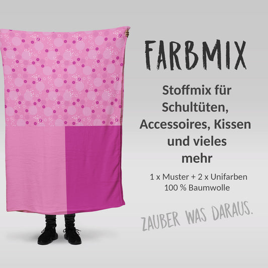 Stoffmix PANEL: Pinkes Chaos (97 cm x 150 cm) - perfekt für Schultüten & Accessoires zur Einschulung | Pferd, Einhorn, Fee, Meerjungfrau