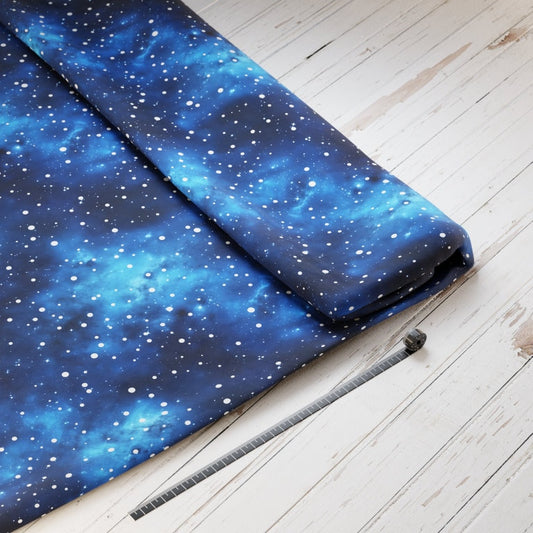 Baumwollsatin: Nachthimmel Stella - perfekt für Schultüten, Accessoires zur Einschulung - Space, Weltraum, Shuttle, Universum, Stars