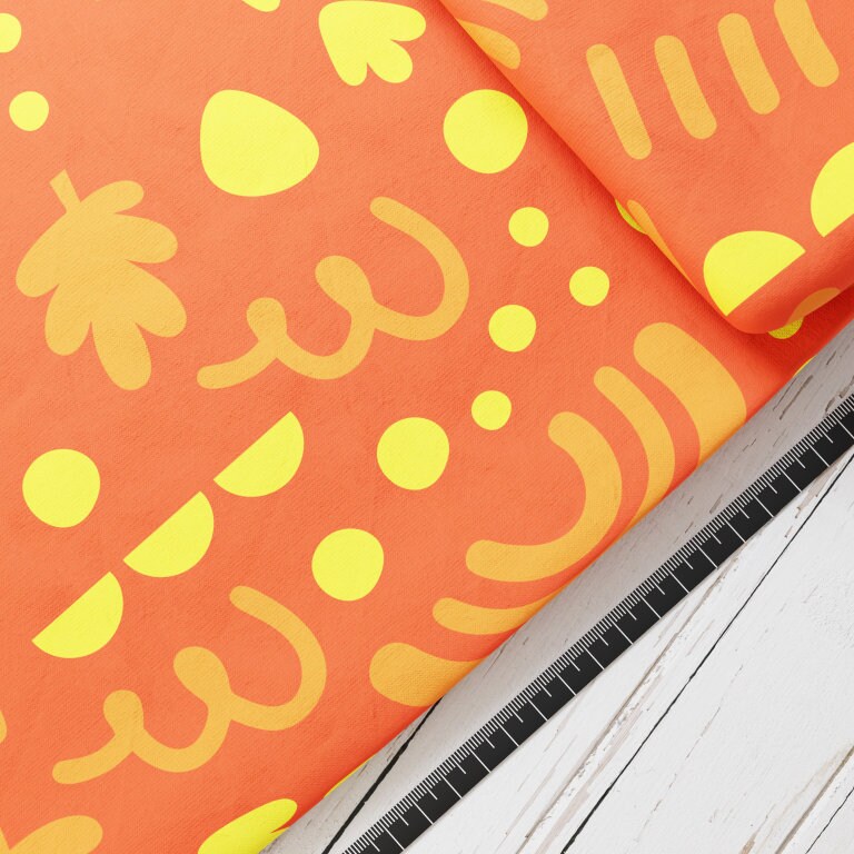 Baumwollsatin: Express Orange - perfekt für Schultüten, Accessoires zur Einschulung - Helden, Formen, Punkte, Entdecker