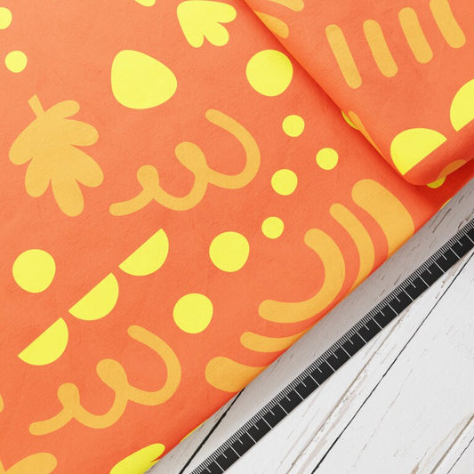 Baumwollsatin: Express Orange - perfekt für Schultüten, Accessoires zur Einschulung - Helden, Formen, Punkte, Entdecker