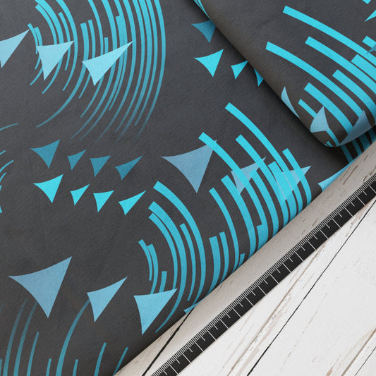 Baumwollsatin: Drachenzacken - perfekt für Schultüten, Accessoires zur Einschulung - Drache, Dino, Abstrakt, Türkis, Drachenhaut