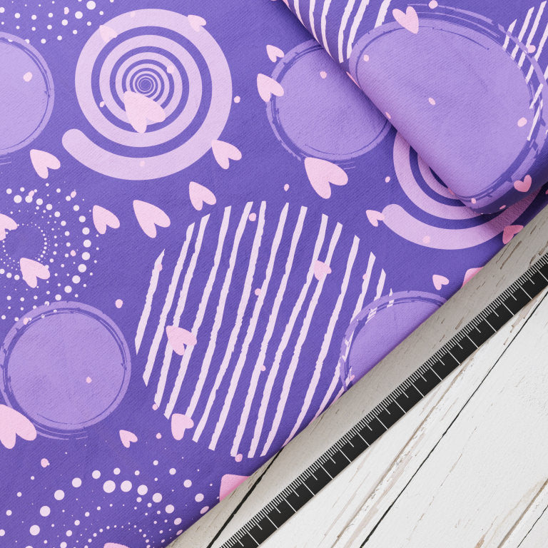 Baumwollsatin: Club Lucy - perfekt für Schultüten, Accessoires zur Einschulung - Pferd, Reiten, Lila, Horseclub, Herzen, Kreise