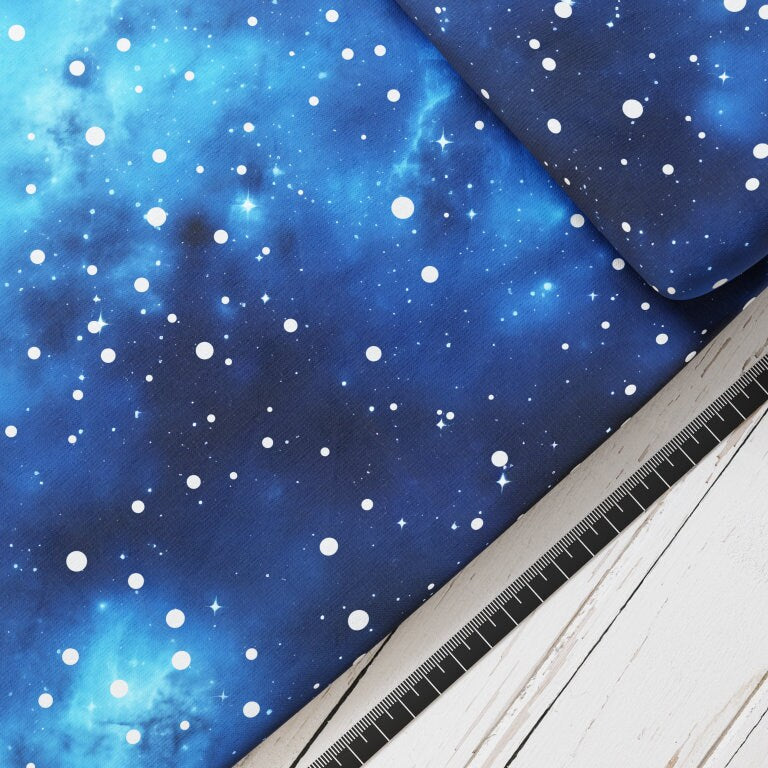 Baumwollsatin: Nachthimmel Stella - perfekt für Schultüten, Accessoires zur Einschulung - Space, Weltraum, Shuttle, Universum, Stars