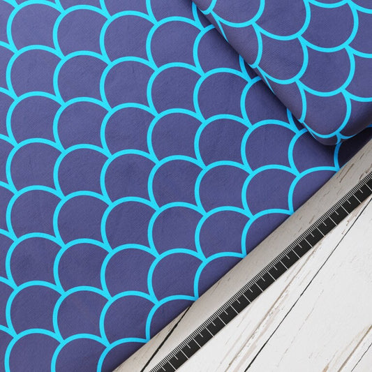 Baumwollsatin: Meerjungfrauen Schuppen türkis - perfekt für Schultüten, Accessoires zur Einschulung - Mermaid, Scales, Meerjungfrau