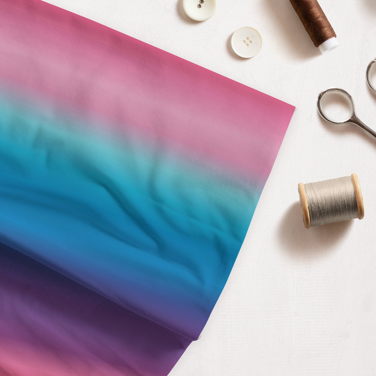 Baumwollsatin: Farbverlauf Pink Türkis Lila - perfekt für Schultüten, Accessoires zur Einschulung - Unterwasser, Ocean