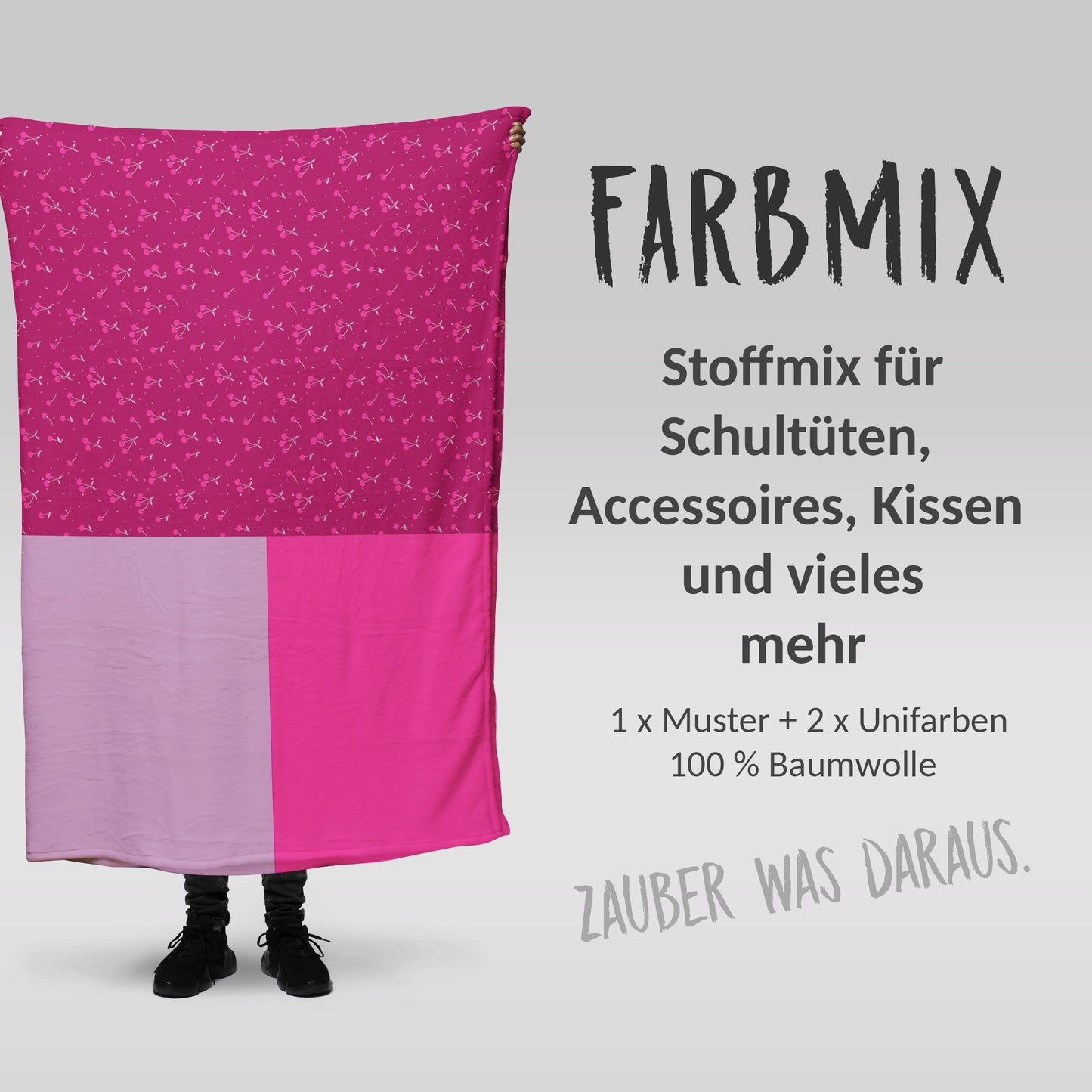 Stoffmix PANEL: Kirschentraum (97 cm x 150 cm) - perfekt für Schultüten & Accessoires zur Einschulung | Kirsche, Cherry, Obst, Sommer