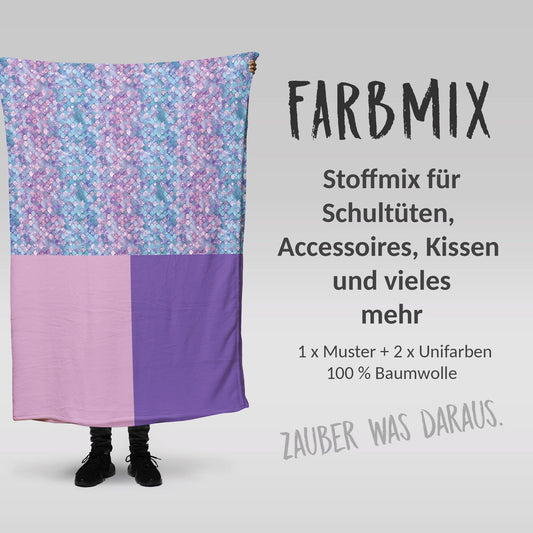 Stoffmix PANEL: Meerjungfrau Schuppen Glitzer 7 (97 cm x 150 cm) - perfekt für Schultüten & Accessoires zur Einschulung | Ocean, Meer